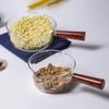 Жаропрочная стеклянная миска для рамена с деревянной ручкой: Прозрачный, Идеально подходит для лапши быстрого приготовления, фруктов, салата или десерта.