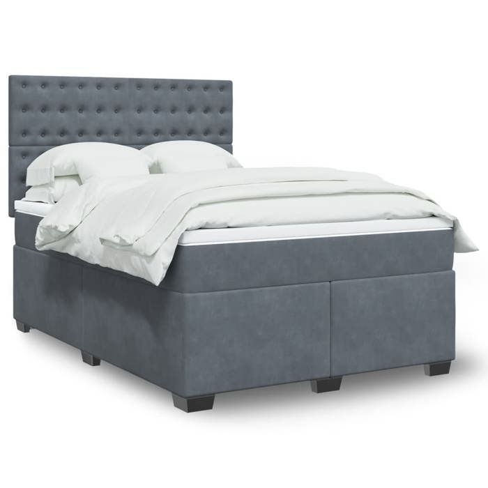 Cadre de lit avec matelas - Maison Exclusive - Velours gris foncé - 160x200cm - Tête de lit réglable