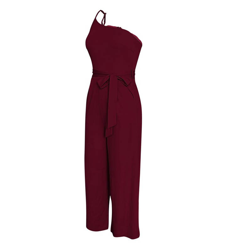 Off Shoulder Strap Jumpsuit Women's Spring Summer Temperament Commuting Solid Color Straight Pants