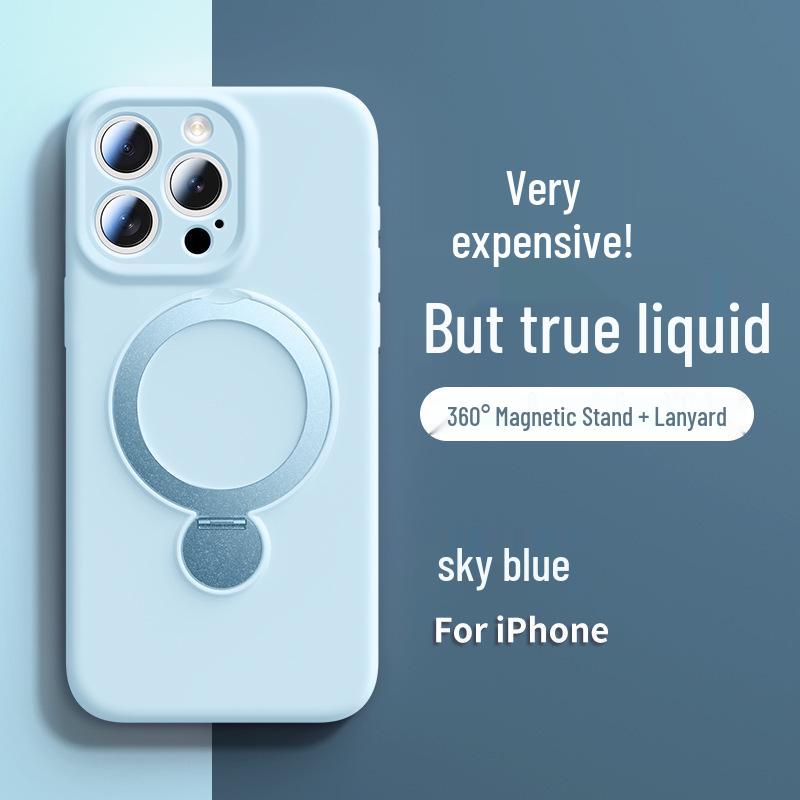Чехол-подставка из жидкого силикона с магнитом для iPhone 15/16 Pro Max - Защитный чехол с полной покрытием
