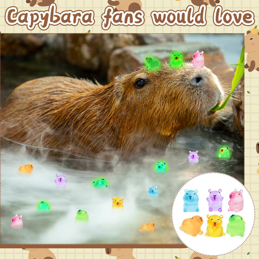 30 Pack Luminous Capybara Figures Colored Mini Resin Capybaras Glow In The Dark Miniature Capybara Tiny Little Small Animal Toys