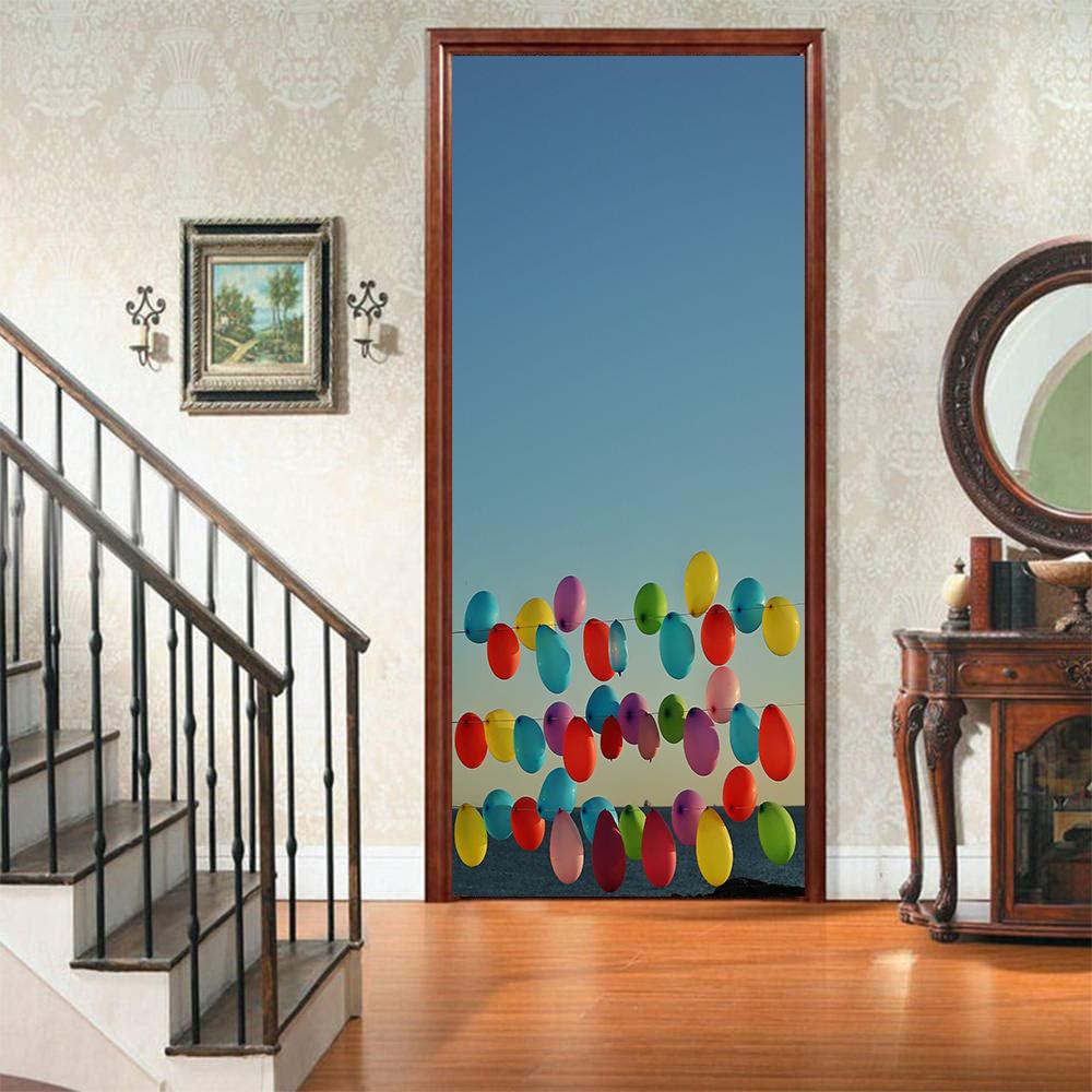 Landscape Door Stickers 3D Removable Vinilos Para Puertas Adhesive Wallpaper Art Murals for Doors Bibliotheque Modern Home Decor