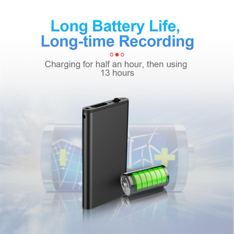 Ultra-thin Sound Digital Recorder Portable Mini Voice Activated Dictaphone Hd Noise Cancelling