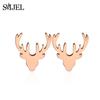 SMJEL Minimalist Silver Color Deer Horn Earrings Women Christmas Jewelry Cute Elk Antler Ear Studs Unique Tree Branch Earings