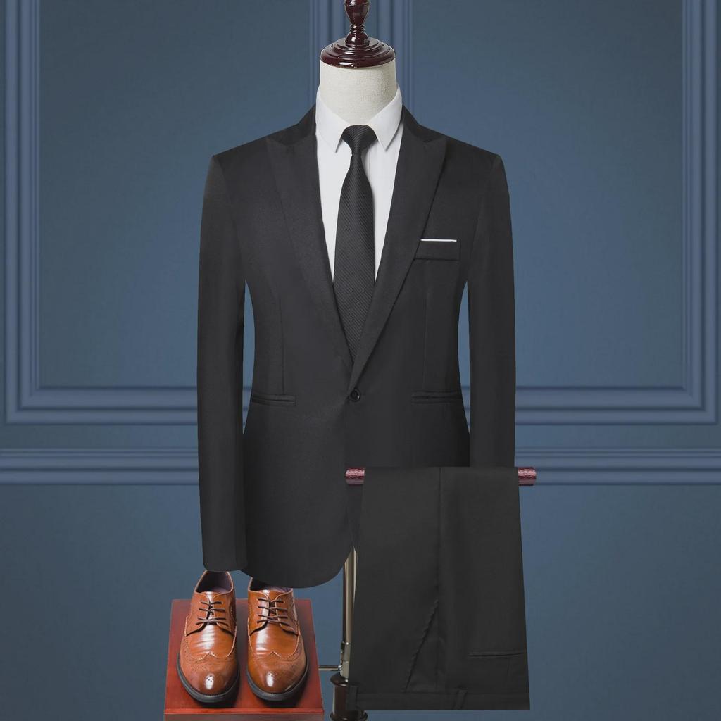 Men's Business Casual Korean Two-Piece Suit - Professional & Formal, Perfect for Groomsmen
