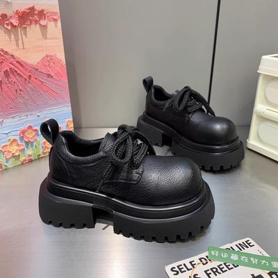 Платформа маффин увеличение высоты обувь с большой головой женская осень новая толстый каблук одинарная обувь