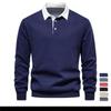 2024 New Autumn Winter Long-sleeved Polo Neck Hoodie Casual Sports Shirt Fashion Design Men's Cotton Top