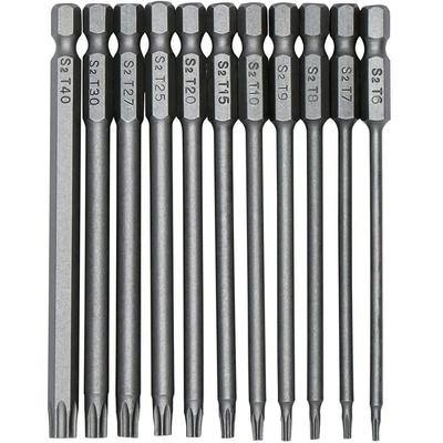 Набор сверл для отверток Torx Security Head, шестигранный хвостовик 1/4 дюйма, длина 4 дюйма, набор бит для отверток Torx из стали S2, 11/12 шт., головка Torx