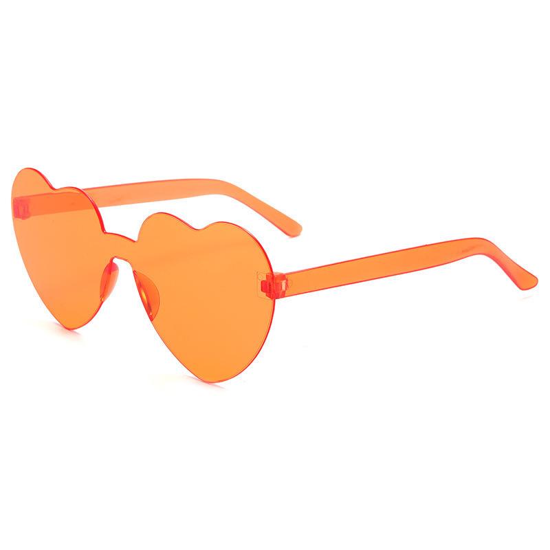 Transparent jelly color love glasses, men's and women's peach heart anti-ultraviolet sunglasses, European and American heart-shaped one-piece sun