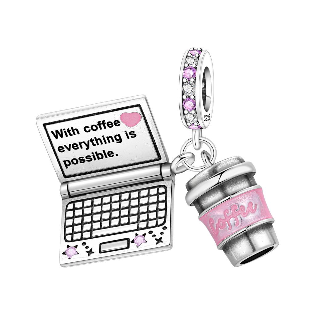 925 Silver Tennis Pendant Bracelet Charms for Women Fine Jewelry DIY Party Beads Gifts Accessories