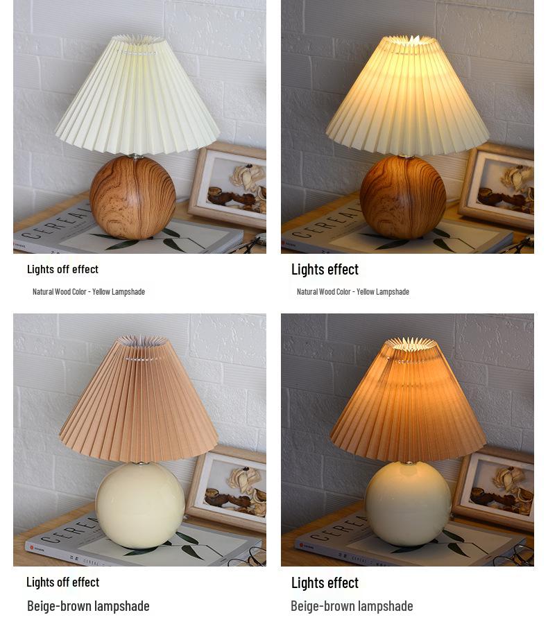 Retro Ceramic Pleated Table Lamp - Mid-Century Style for Bedroom or Wedding Decor