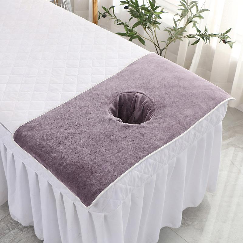 40*80cm Beauty SPA Massage Bed Bandana Coral Towelling Face Towel with Hole Massage Table Planking