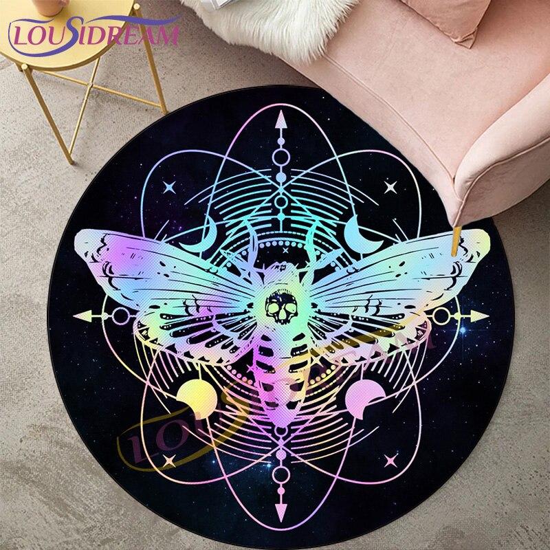 Ковры Death Moth для гостиной, ковер, готический череп, круглый ковер, напольный коврик, ковер с бабочкой, луной и звездой, коврик для двери
