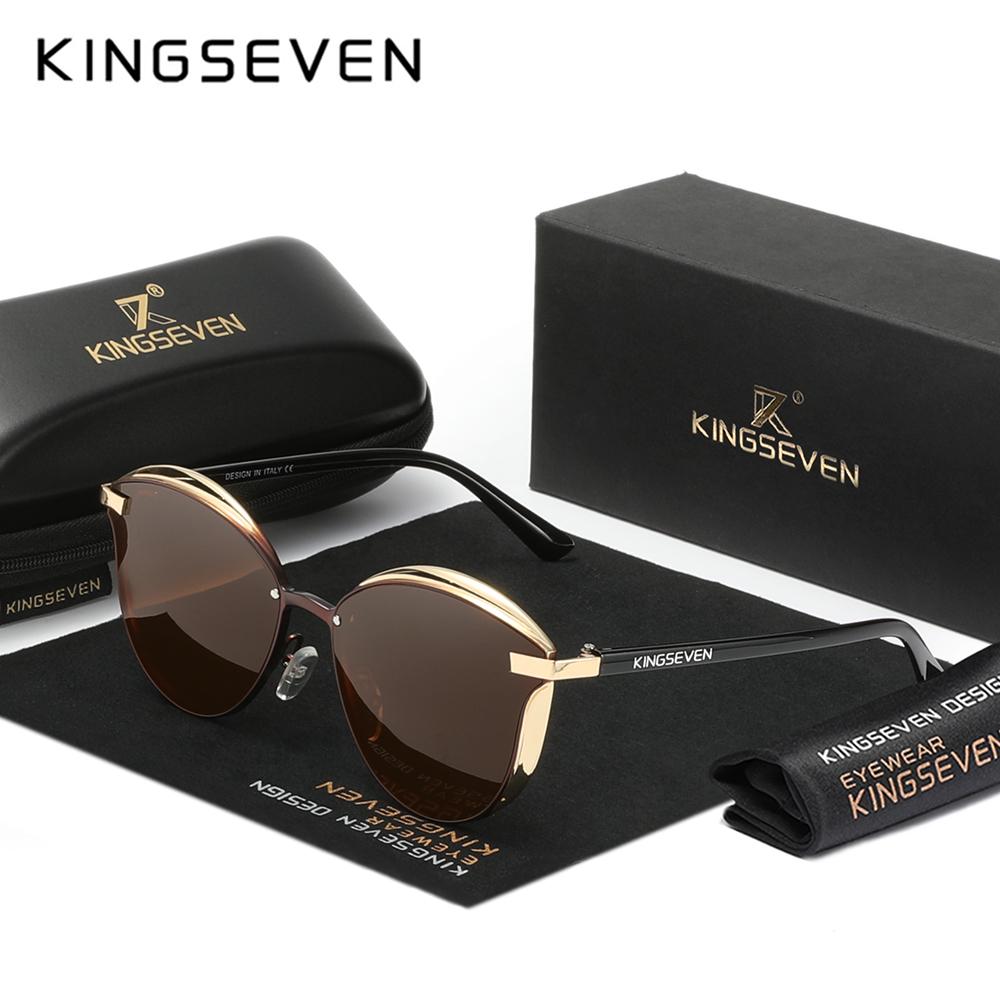 Оригинальные женские очки KINGSEVEN Cat Eye, поляризованные солнцезащитные очки, роскошные линзы UV400 для женских очков, аксессуар