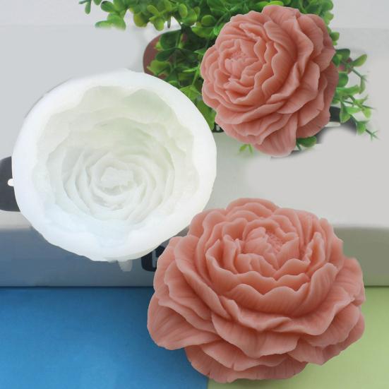 Cake Mold Easy To Demould Convenient Cleaning Reused Thin Soft Make Aromatherapy Silicone Big Peony Candle Mold Household Supplies