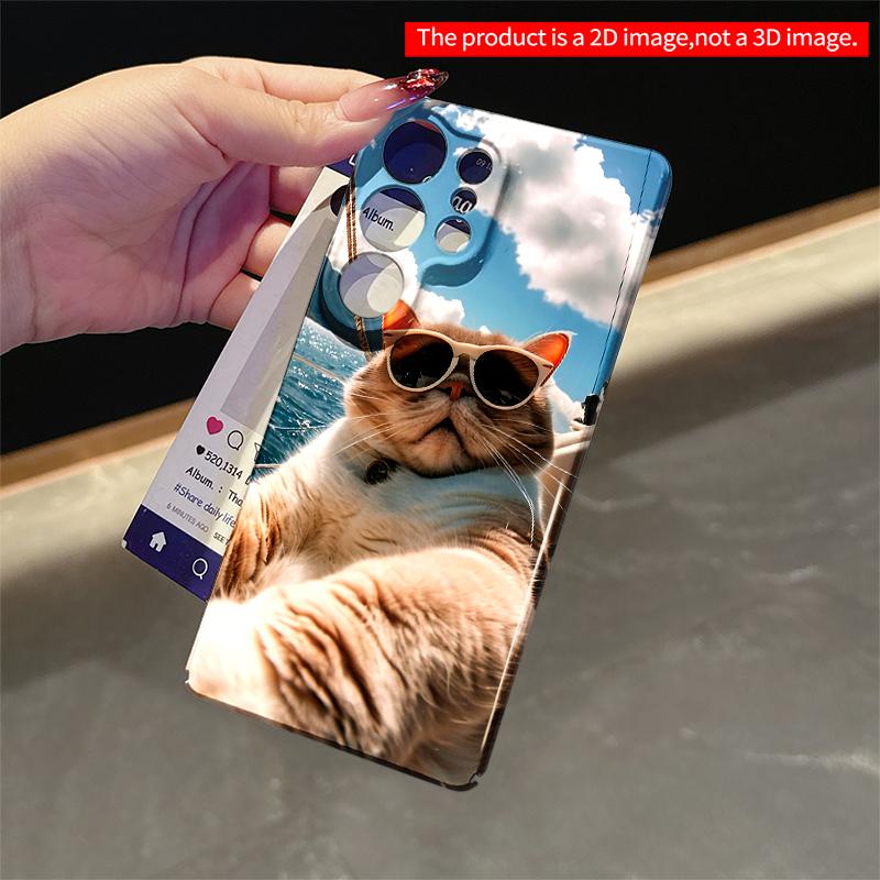2DFlat Samsung phone case Sunglasses Cat on Sailboat Sky Background Applicable to Galaxy S22 S23 S24 S25ULTRA S26 A12 A13 A14 A15 A16 A34 A35 A54 A55