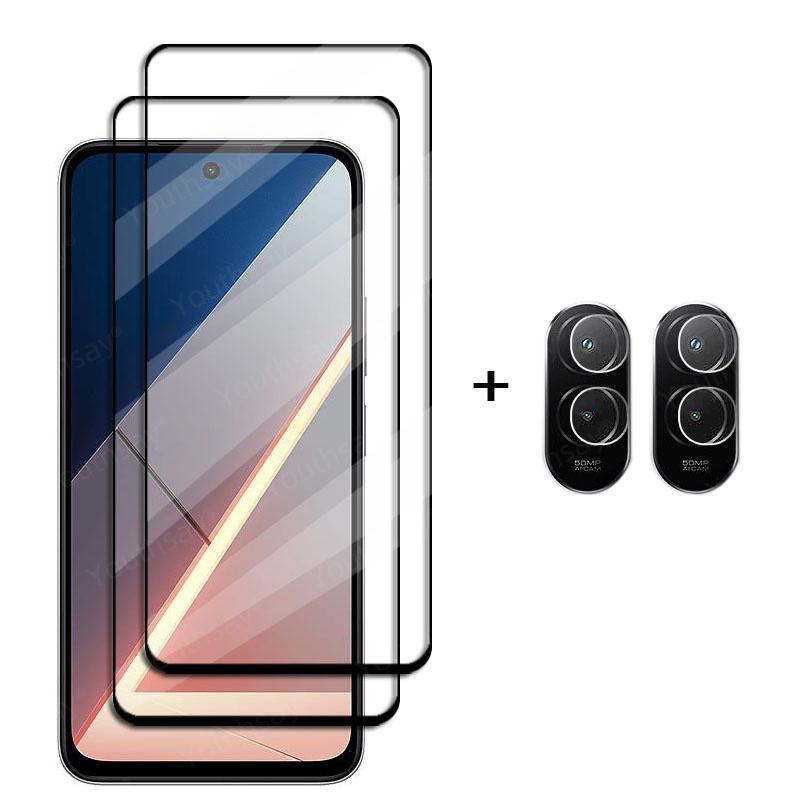 6-в-1 Стекло для Poco M7 Полное покрытие Закаленное стекло Xiaomi Poco M7 Защитная пленка для экрана Poco M7 Защитная пленка для линзы телефона Poco M7 4G