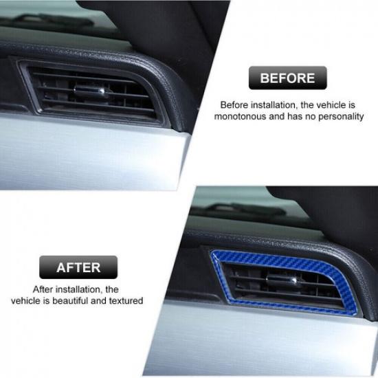 Console Side Outlet Vent Frame Cover For Ford Mustang 2015-23 Blue Carbon Fiber