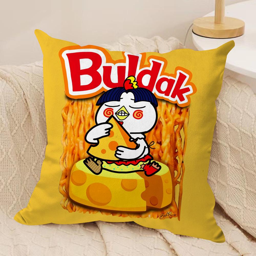 Kwaii Anime BBuldak RRameSn Cushion Cover Pillowcase Ultra Soft Skin Friendly Fabric Cloud Like Comfort  Concealed Zipper