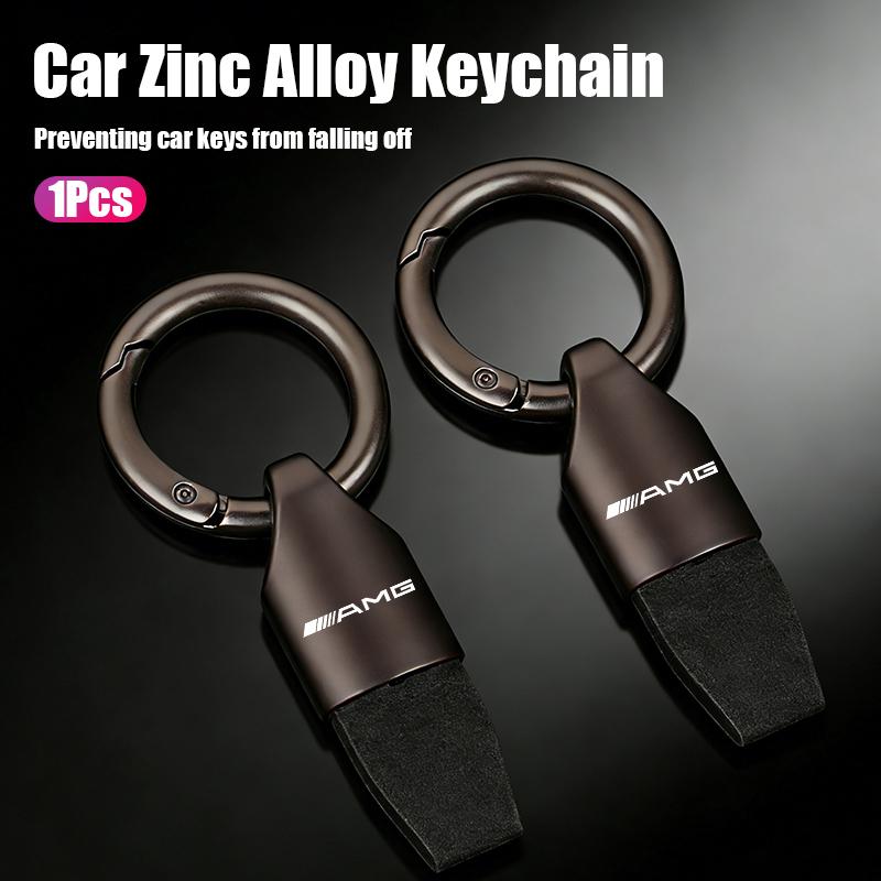 Fashion Luxury Suede Leather Metal Keychain Car Keychain Key Ring Holder Accessories Car Hub Cap For Mercedes Benz AMG W214 W205 CN1
