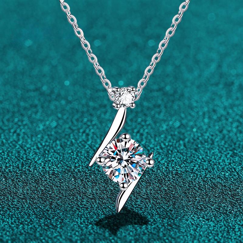 D Цвет 1 карат 6,5 мм Муассанит с бриллиантом Ожерелье Стерлингового Серебра 925 пробы с позолотой 18 К Ожерелья Подарок для женщин