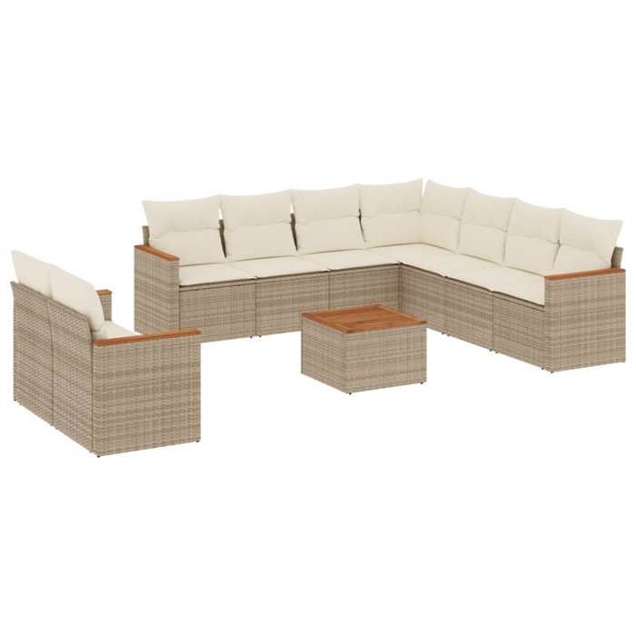 VidaXL Salon de Jardin avec Coussins 10 pcs, Canapés de Terrasse, Ensemble de Meubles de Patio, Mobilier d'Extérieur, Beige 3226107