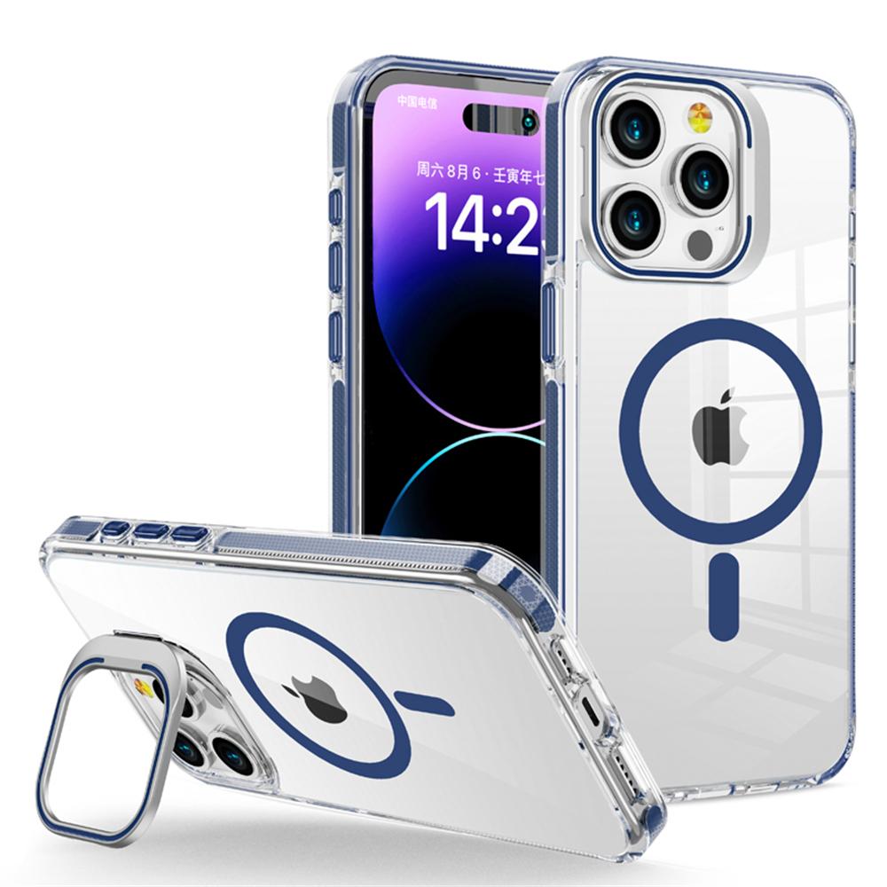 Прозрачный Магнитный Чехол-Бампер Для iPhone 17 17Air 16 15 14 Plus 13 12 Pro Max Magsafe Беспроводная Зарядка Металлический Держатель Объектива Чехол