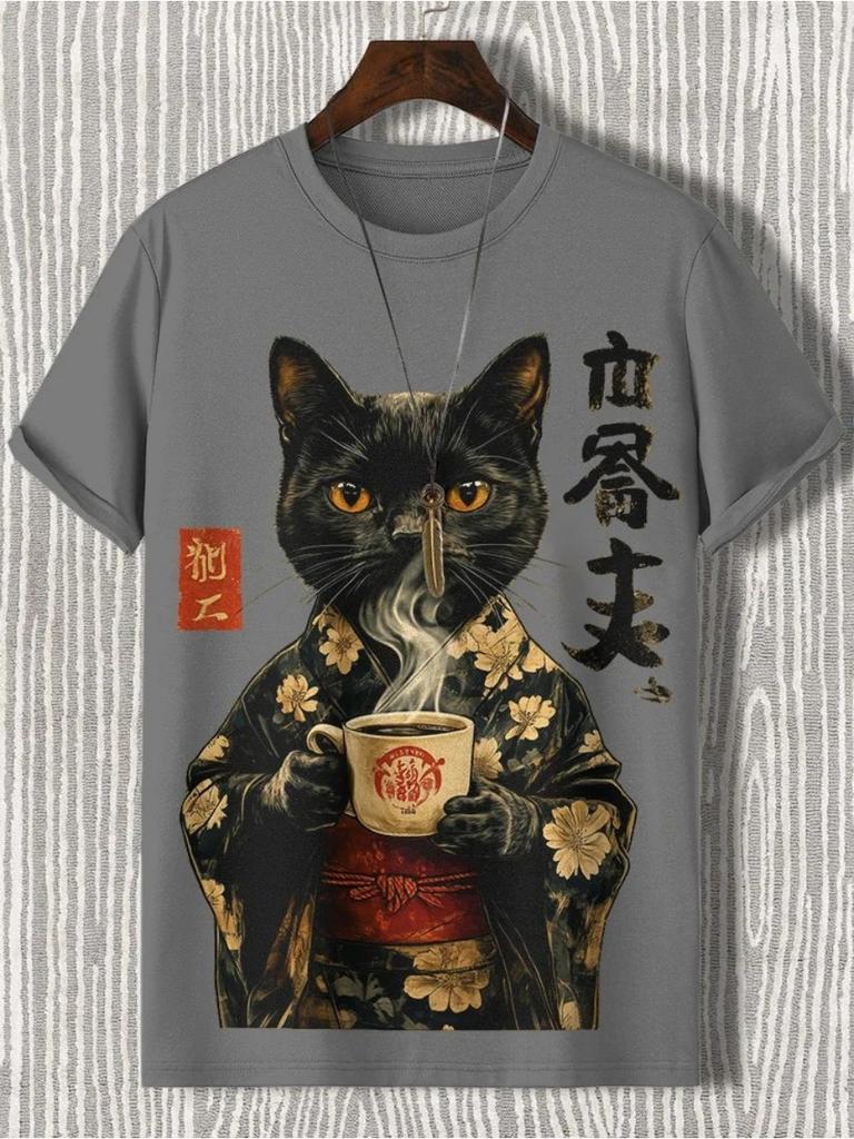 Мужские футболки с забавными животными и 3D-принтом, футболки с короткими рукавами, топы, рубашки с круглым вырезом, летняя повседневная мужская одежда, одежда