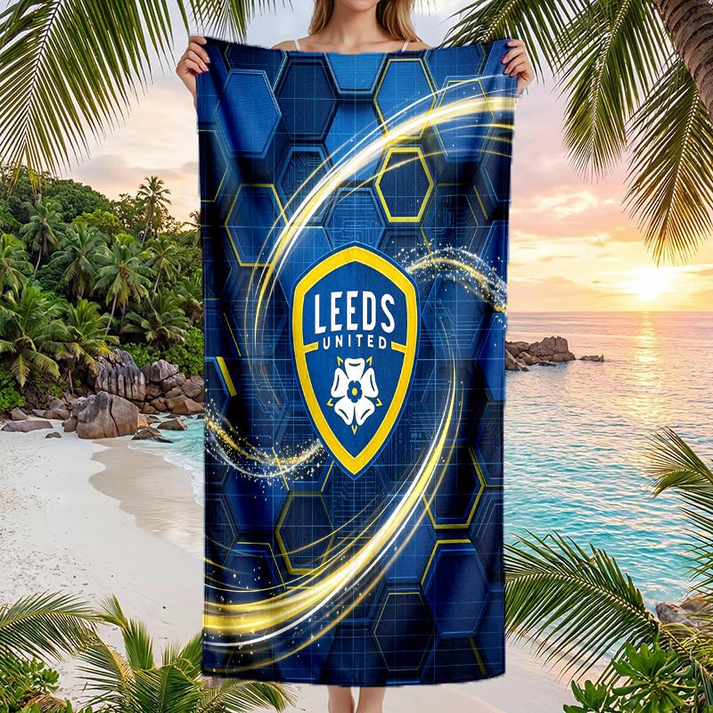 Пляжное полотенце Leeds United Football Мягкое из микрофибры Летнее полотенце Быстросохнущее Впитывающее полотенце для пляжа Бассейна Путешествий