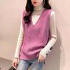 Sweater Vest V-neck Sleeveless Knitted Camisole Women's Retro Sweater Vest Solid Color Interior Layering Autumn and Winter