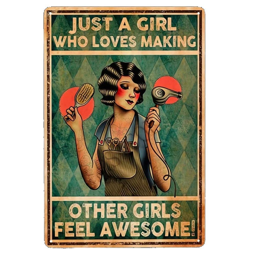 Салон 1PC Парикмахерская Жизнь Слишком Коротка, Чтобы Иметь Скучные Волосы Металлическая Вывеска Бар Кафе Настенный Декор Домашний Декор Художественный Плакат Ретро Плакат