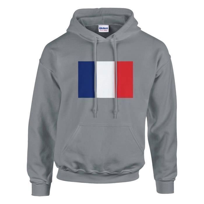 Sweat à capuche - PIXELFORMA - Drapeau de la France - Gris - Manches longues - Mixte