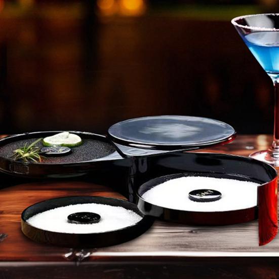 3-Tier Margarita Salt Rim Box for Large Glasses Double Compartment Glass with Juice Sponge Reusable Cocktail Bar Side Essential