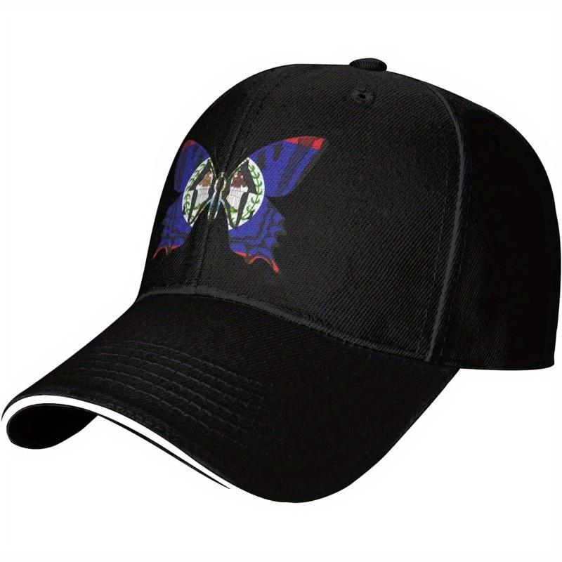Belize Flag Butterfly Baseball Cap Polyester Breathable Adjustable Snapback Casual Unisex Hat