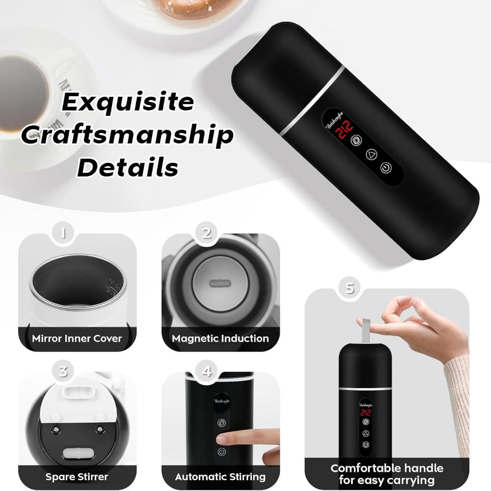 Электрический дорожный чайник, 12 В/24 В автомобильный чайник-подогреватель для кофе, портативный бойлер для горячей воды, маленький водонагреватель со встроенным магнитным индукционным перемешиванием