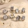 Yuhui Cross-border Stainless Steel C-shaped Embedded Drill Semicircle Solid Color Steel Color Classic Women's Hoop Earrings