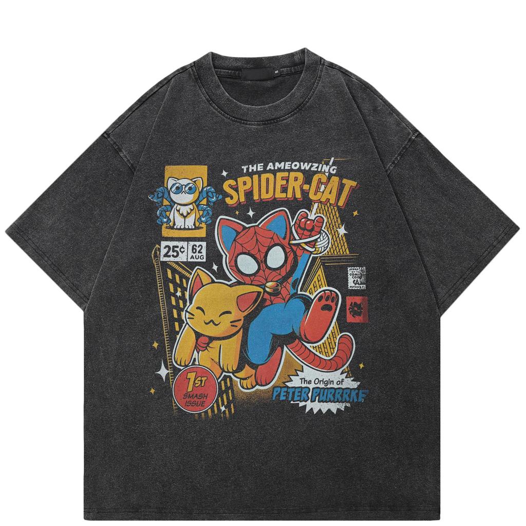 Винтажная уличная футболка оверсайз в стиле панк с принтом собаки для лета