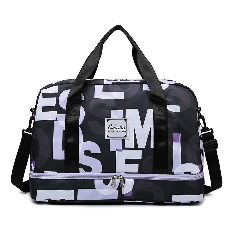 Женская дорожная сумка в корейском стиле с возможностью расширения - большая вместимость, разделение сухого/мокрого, функции для занятий йогой
