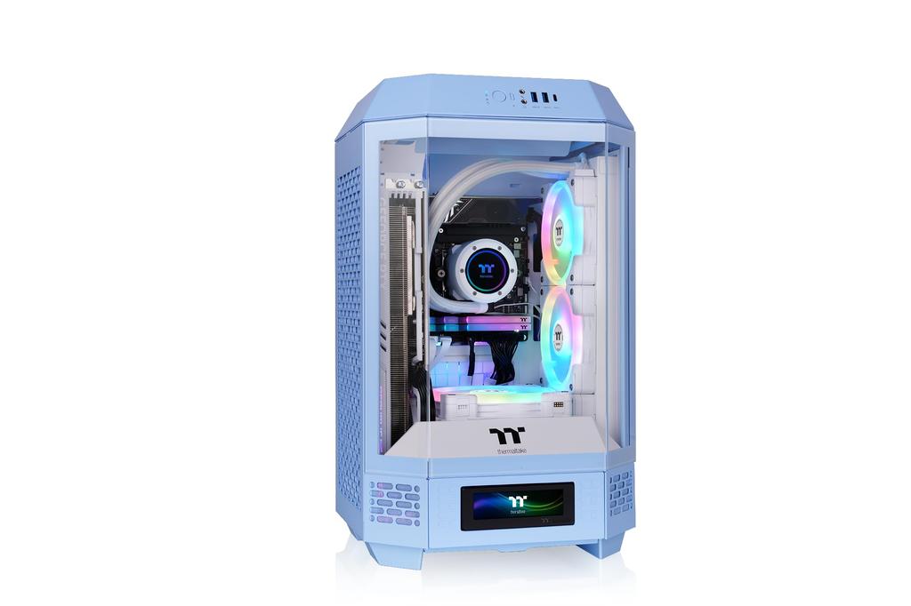 Корпус для ПК Thermaltake The Tower 250 Hydrangea Blue с закаленным стеклом, восьмиугольная колонна, мини-башня CS9168, 3-сторонний Mini-ITX CA-1Z9-00SFWN-00