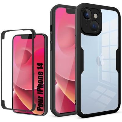 Полностью защитный чехол - BOOLING - для iPhone 14 - Ударопрочный 360 - Прозрачный Черный - Полужесткий