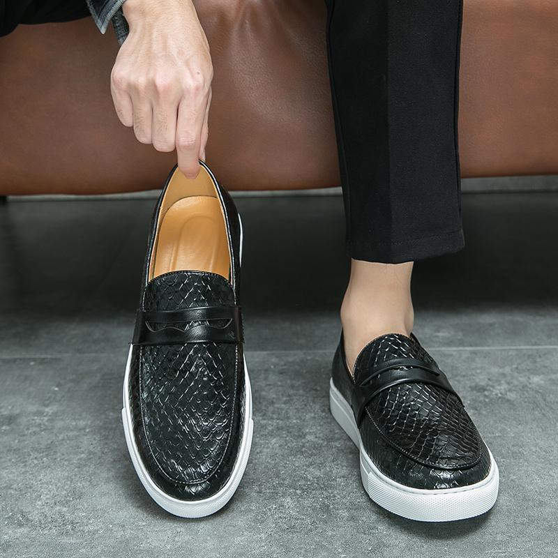 FashionLuxurious Mens Thick Soled Casual Shoes Fashion Brand Low Heel Men's Business Loafers Shoes Casual British Style Designer Shoes