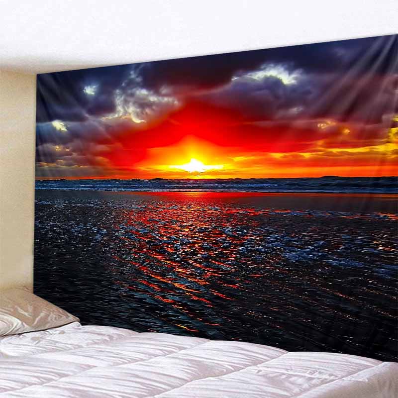 Sunset Beach Cave Tapestry Bohemian Wall Sticker Decorative Tapestry Living Room Wall Fabric Wall Art Tapestry