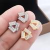 Beautiful Flash Diamond Triangle Earrings for Women Korean Geometric Shape Creative Shiny Zircon Jewelry Gift