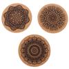 12Pcs Mandala Design Round Shape Wooden Coasters With Rack Round Cork Coaster