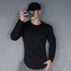 Весна Осень Мужской Топ Круглый Вырез Slim Fit Эластичный Средней Длины Футболка Длинные Рукава Пуловер Толстовка Для Дома Спортивный Тренажерный Зал Уличная Одежда