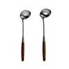 304 Stainless Steel Pear Wooden Handle Soup Shell Colander Small Porridge Spoon Small Hot Pot Spoon Household Kitchen Cooking Spoon
