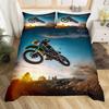 3pcs Cool Motorbike Bedding Set Dirt Bike Duvet Cover Twin Motocross Rider Comforter Cover Extreme Sports For Boys Adults