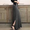 Women Maxi Skirt Adjustable Drawstring High Waist Side Slit Large Hem Long