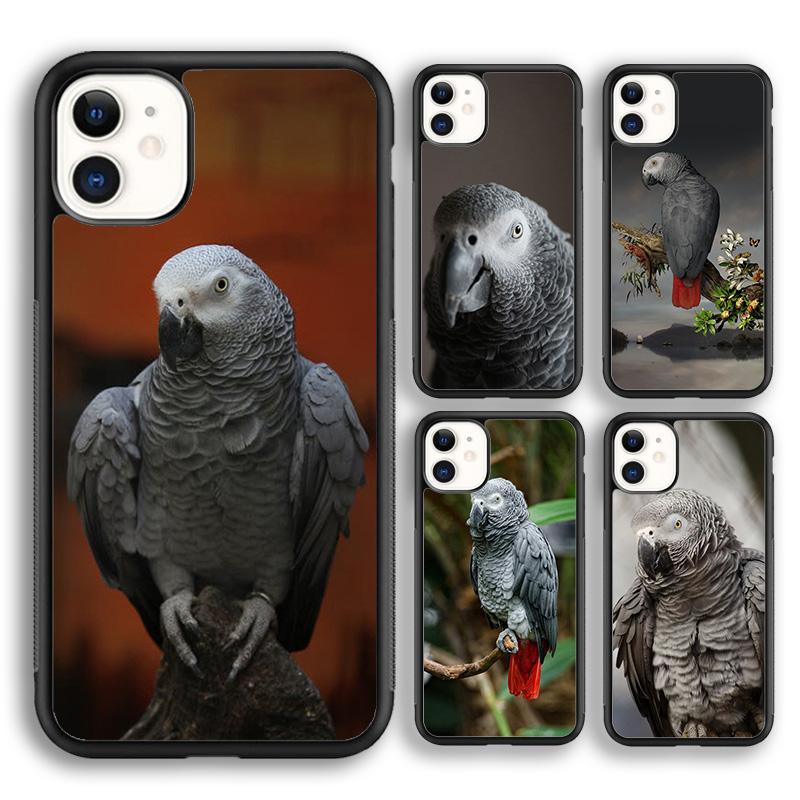 Мягкий чехол-накладка с изображением серого африканского попугая для iPhone 17 Air 16 15 14 plus 12 13 pro max coque Shell Fundas