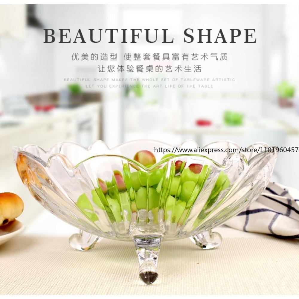 Янтарная большая стеклянная фруктовница в европейском стиле без свинца